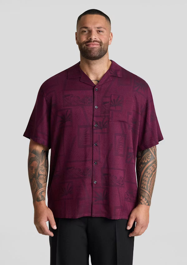 NEW Burgundy Basque Relaxed Fit Shirt