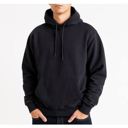 Cotton Blend Mens Hoodie Fleece Lined Jumper Pullover Sweatshirt in Black